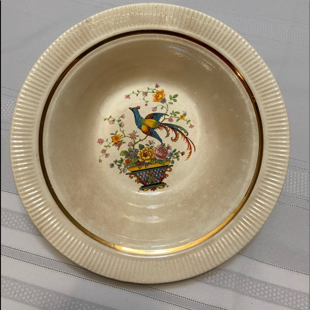 Salem China “Bird of Paradise” Vintage serving bowl 23K gold trim